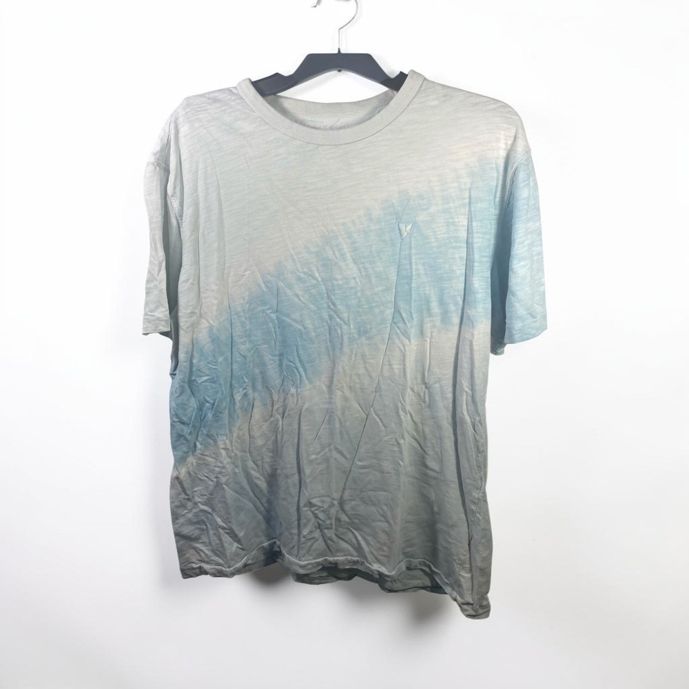 American Eagle Super Soft Tie Dye T-Shirt Mens M Blue White Slub Knit Tee